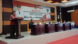 SAMBUTAN - Bupati Katingan Sakariyas SE saat membuka acara Rapim TEPRA Triwulan IV Tahun 2022, di Aula Bappelibtang Katingan, Kamis (05/01/2023). (FOTO: IST)