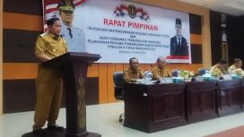 Pj Bupati Katingan. Saiful, saat membuka kegiatan Rapat Pimpinan Tepra dan Kordal di Aula Bappelitbang 