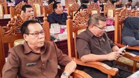 Anggota DPRD Gunung Mas Mambang A Singam sedang menghadiri rapat bersama rekannya di gedung dewan setempat, belum lama ini.