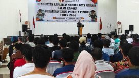 Pj Bupati Katingan Saiful saat memberikan Sambutan pada acara Bawaslu Kabupaten Katingan