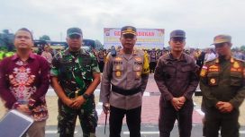 Letkol Inf. Anggun Wuriyanto. Dandim 1019 Katingan bersama Forkopimda dan KPU Saat Apel Gelar Pasukan di Mapolres Katingan