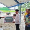 Pj Bupati Gunung Mas Herson B Aden saat menyerahkan sapi ke dewan pengurus masjid, Kamis (13/06/2024).