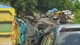 Rusak parah di wilayah Desa Rabauh dan Karitak, Kecamatan Sepang, akibat angkutan PBS yang bebas melintas, Sabtu (29/06/2024).