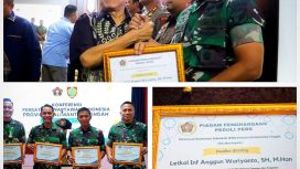 Letkol Inf. Anggun Wuriyanto. Dandim 1019/Katingan menerima Penghargaan dari PWI Kalteng yang diserahkan Ketua Umum PWI Pusat Hendry CH Bangun. 
