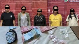 FOTO : Lima IRT bersama barang bukti diamankan di Polres Katingan.
