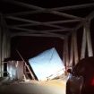 Tampak Jembatan Ripi Ambruk saat dilintasi truk besar bermuatan berat, Selasa (5/11/2024) malam.