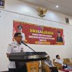 FOTO : Pj Bupati Katingan Deddy Ferras, saat menyampaikan sambutan pada kegiatan sosialisasi, di Gedung Salawah Kasongan.