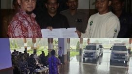FOTO : Bupati Katingan Saiful, saat pelaksanaan penyerahan pinjam pakai kendaraan ambulance jenazah.