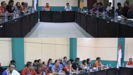 FOTO : Deddy Ferras, didampingi Kepala Dinsos Katingan Robertus Pamuryanto saar kegiatan rapat.