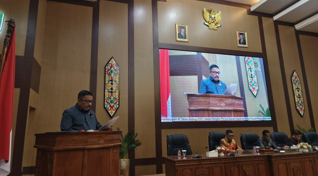 FOTO : Anggota DPRD Kabupaten Katingan Fahmi Fauzi, saat menyampaikan laporan sebagai Ketua Bapemperda.