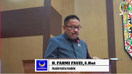 FOTO : Anggota DPRD Kabupaten Katingan Fahmi Fauzi, saat penyampaikan pendapat akhir fraksi partai NasDem.