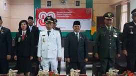 FOTO : Suasana saat Wabup mengikuti upacara secara daring melalui kanal YouTube Sekretariat Presiden.
