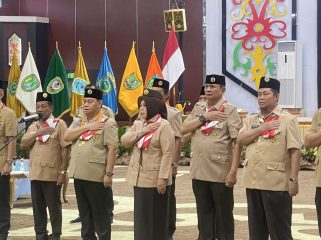FOTO : Bupati Saiful, saat pelaksanaan pelantikan di Aula Jayang Tingang, Kantor Gubernur Kalteng.