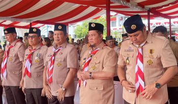 FOTO : Bupati saiful, turut hadiri Upacara Peringatan Hari Pramuka ke-64 Tingkat Kalteng.

