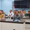 FOTO : Bupati Katingan Saiful, bersama Ketua DPRD dan unsur Forkopimda saat mengikuti Rakor pengendalian inflasi.