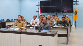 FOTO : Bupati Katingan Saiful, bersama Ketua DPRD dan unsur Forkopimda saat mengikuti Rakor pengendalian inflasi.