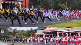 FOTO : Suasana senama bersama dan pemeriksanaan kesehatan gratis, di halaman kantor Bupati Katingan.