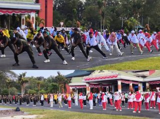 FOTO : Suasana senama bersama dan pemeriksanaan kesehatan gratis, di halaman kantor Bupati Katingan.