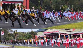 FOTO : Suasana senama bersama dan pemeriksanaan kesehatan gratis, di halaman kantor Bupati Katingan.