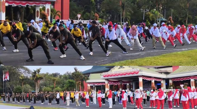 FOTO : Suasana senama bersama dan pemeriksanaan kesehatan gratis, di halaman kantor Bupati Katingan.