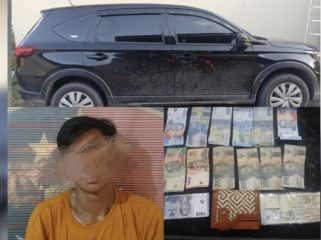 FOTO : Pelaku KF dan barang bukti saat diamankan pihak kepolisian.
