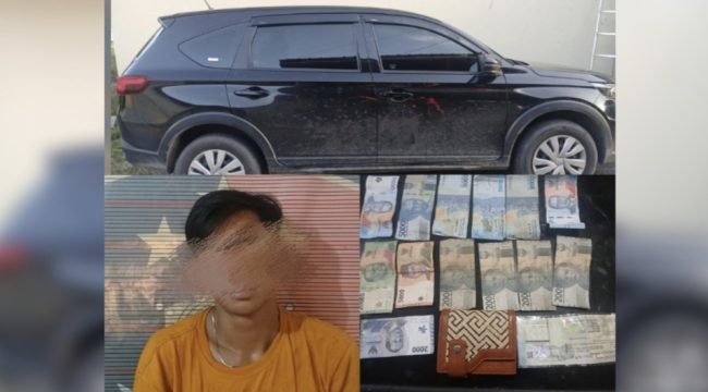FOTO : Pelaku KF dan barang bukti saat diamankan pihak kepolisian.