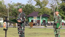 FOTO : Suasana kegiatan upacara bendera di pimpin Kasdim 1019 Katingan.

