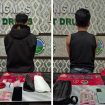 AMANKAN : Kedua tersangka yakni S (27) dan A (37) beserta barang bukti paket sabu, ketika diamankan di kantor Satres Narkoba Polres Gumas, Selasa, 14 April 2026.