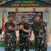 FOTO : Danrem 102 Pjg, Brigjen TNI Wimoko, Letkol Inf Sulkifli dan Letkol Kav Prima Wahyudi, foto bersama usai kegiatan Sertijab.