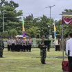 FOTO : Sekda Katingan saat pimpin upacara pelaksanaan pembukaan TNI TMMD Imbangan ke -128, di halaman Makodim 1019/Katingan.