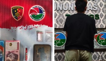 AMANKAN : Pelaku AG (21) beserta barang bukti ketika diamankan di kantor Satres Narkoba Polres Gumas, Selasa, 12 Mei 2026.