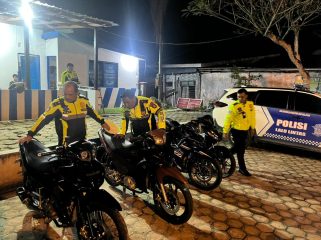 AMANKAN : Sejumlah sepeda motor diamankan di Pos Satlantas Polres Gumas, di Taman Kota Kuala Kurun, Sabtu, 30 Mei 2026.