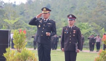 PIMPIN UPACARA : Kapolres Gumas AKBP Heru Eko Wibowo, S.I.K, M.H, ketika memimpin upacara Hari Lahir Pancasila tahun 2026, Senin, 1 Juli 2026.