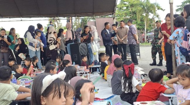 LOMBA : Suasana lomba mewarnai yang diikuti oleh peserta tingkat TK dan SD/MI, di Taman Kota Kuala Kurun, Jumat, 5 Juni 2026 sore.