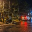 BUBARKAN : Personel Piket Pamapta I dan piket fungsi Polres Gumas ketika membubarkan aksi balap liar, di Kota Kuala Kurun, Rabu, 24 Juni 2026 malam.
