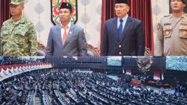FOTO : Pemkab, DPRD dan Unsur Forkopimda Kabupaten Katingan saat mengikuti rapat Paripurna Pidato Kenegaraan Presiden RI.