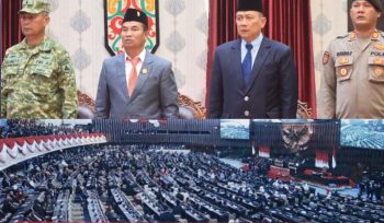 FOTO : Pemkab, DPRD dan Unsur Forkopimda Kabupaten Katingan saat mengikuti rapat Paripurna Pidato Kenegaraan Presiden RI.