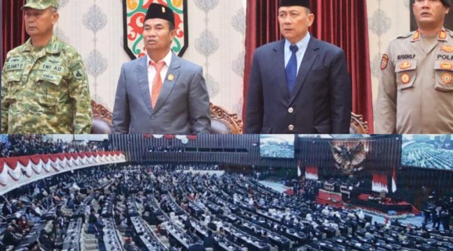 FOTO : Pemkab, DPRD dan Unsur Forkopimda Kabupaten Katingan saat mengikuti rapat Paripurna Pidato Kenegaraan Presiden RI.