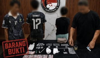 FOTO : Pelaku masing-masing berinisial NI (32) dan SN (27) dan barang bukti saat diamankan pihak polisi.