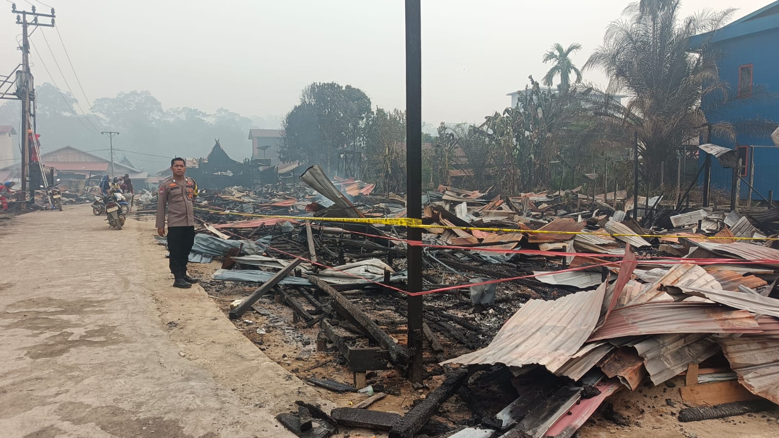 FOTO : Kondisi lokasi usai terjadinya Kebakaran hebat melanda kompleks Pasar Tumbang Sanamang, Kecamatan Katingan Hulu.