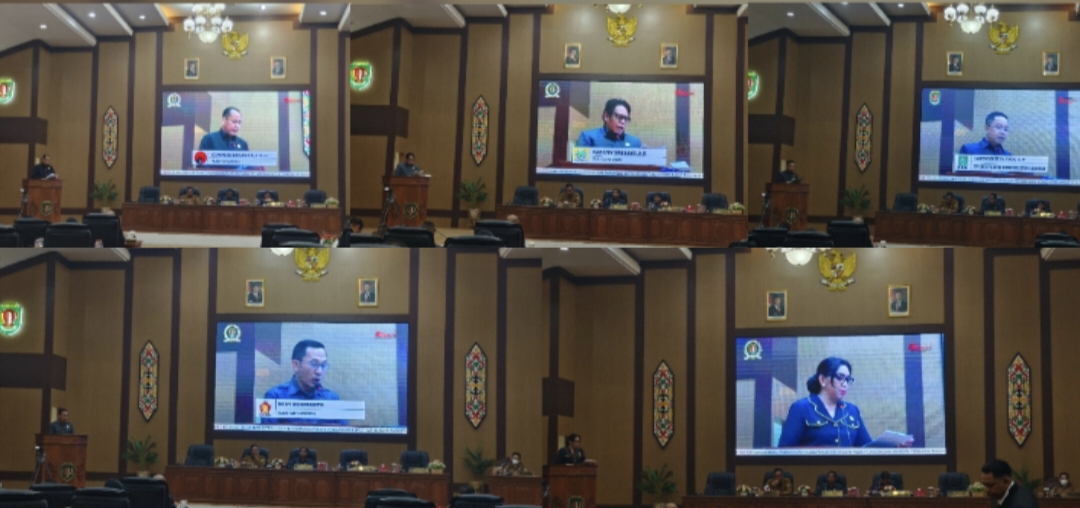 FOTO : Lima Fraksi DPRD Katingan saat menyampaikan Pemandangan Umum pada Rapat Paripurna ke-5 Masa Persidangan II Tahun 2026 DPRD Kabupaten Katingan, Senin 19 Oktober 2026.
